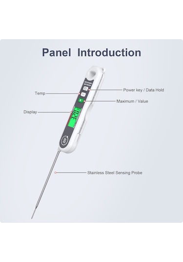 Habotest Anında Okunabilen Dijital Et Lcd Gıda Termometresi Beyaz