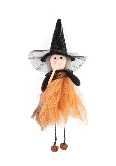 Cadılar Bayramı Süpürge Cadı Bebek Kolye Festivali Parti Sahne Turuncu Yeşil Mor