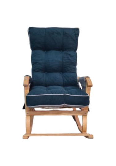 Enda Home Mosso Çift Minderli Ahşap Sallanan Sandalye Tv Baba Koltuğu Dinlenme Koltuğu Petrol Yeşili - Gri