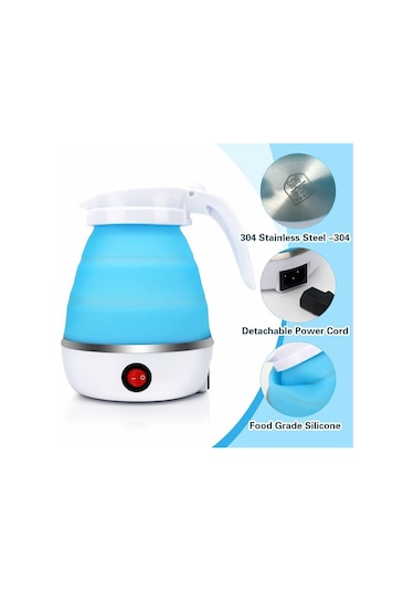 Su Isıtıcısı, Katlanabilir Su Isıtıcısı, Kamp Ocağı Su Isıtıcısı Katlanabilir Silikon Seyahat Su Isıtıcısı 0,6 L - Mavi Çok Renkli