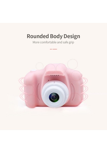 X2 Mini Çocuk Kamerası 2 İnç Hd Renkli Ekran Şarj Edilebilir Mini Kamera Video Kamera 32 Gb Hafıza Kartı İle Sevimli Kamera Pembe