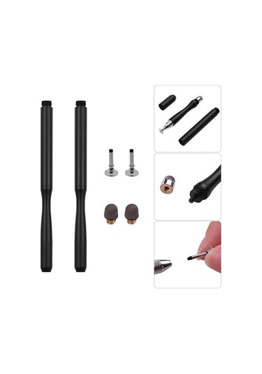 Pazly Wk-132 Disk + Kumaş 2d Çift Dokunmatik Kalem Boyama Kalemi 2 Paket Siyah/kırmızı/mavi/altın/gümüş/gri