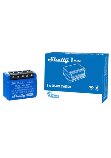 Shelly 1 Mini Gen3 1 Kanallı Akıllı Ev Anahtarı Wifi Kuru Kontak