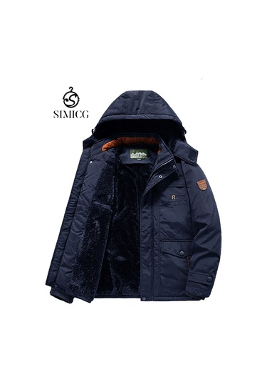 Sonbahar Ve Kış Dış Mekan Askeri Ceket Siyah Kadife Kalınlaştırılmış Erkek Ceketi Mavi