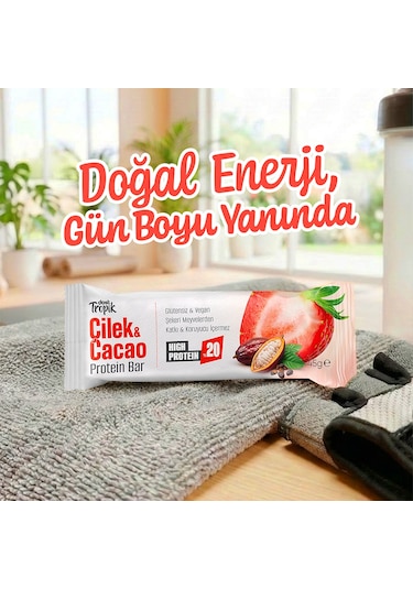 Çilek Ve Kakao Aromalı Protein Bar 45 G Protein İçeren Atıştırmalık Ve Sporcu Barı 12 Adet