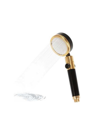 Ulzyvf 360 Dönebilir Su Tasarruflu Yüksek Basınçlı Duş Başlığı - G1/2, Siyah & Altın Siyah Siyah