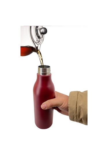 Hangfox Stainless Steel Vacuum Flask 550ml - Peach Pink Coke Bottle Shape, Long-lasting Insulation, Bpa Free, Sweat-resistant Twist Cap