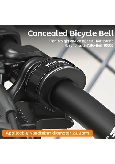 Fortunelane Alüminyum-plastik Bisiklet Zili, 90-100db Ses, 22.2mm Direksiyon Uyumlu, Gizli Konfigürasyon, Siyah-saydam