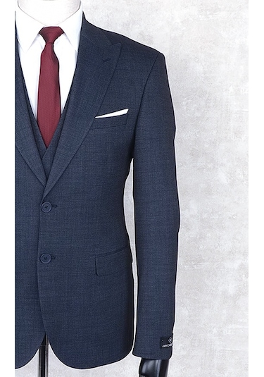 Jan Carlucci Slimfit Yelekli Drop 6 Takım-Lacivert