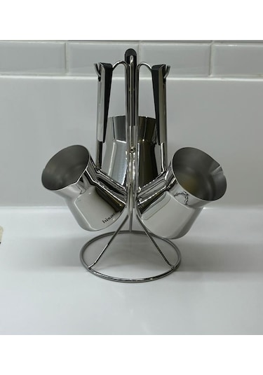 Hisar Galata Askılı 3 Lü Cezve Seti Takımı Paslanmaz Çelik 4 Parça