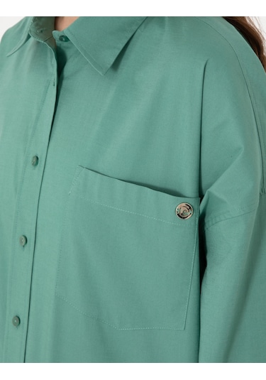 Pierre Cardin Kadın Yeşil Gömlek Desenli 50313596-vr054 Yeşil