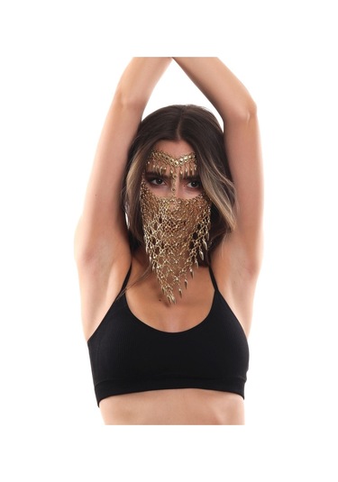 Kadın Altın Renk Kaplama Ayarlanabilir El Yapımı Peçe Altın