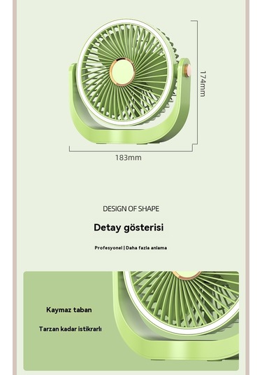 Aurora Fan Gece Lambasık Lipsi Fan Ofis Masasüstü Usb Şarjı 1 Mavi