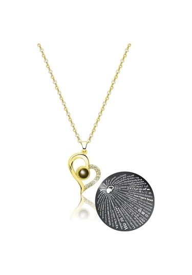 Altın Kaplama 100 Dilde Seni Seviyorum Kalp Çelik Kolye Altın