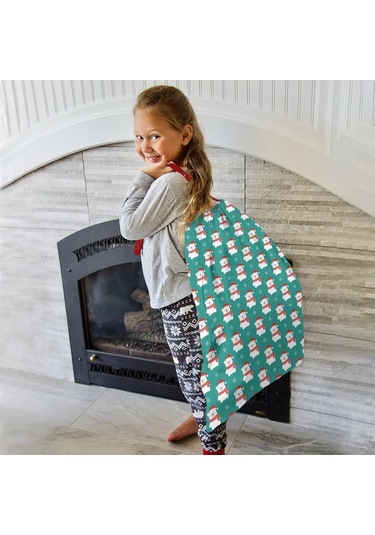 Büyük Noel Baba Hediye Çantası, Pamuklu Kordonlu, Yeniden Kullanılabilir Noel Kutup Ayısı