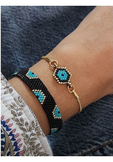 Miyuki Siyah Nazar Bileklik Çok Renkli