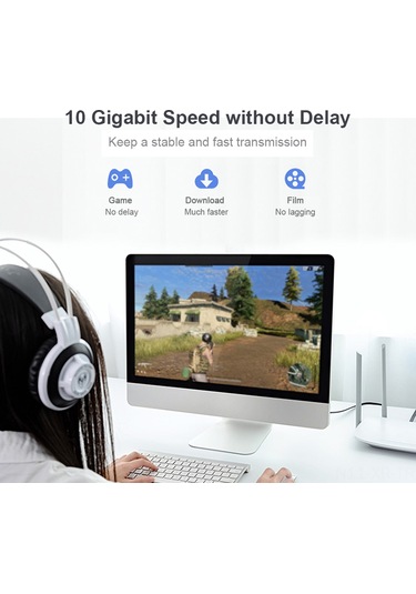 Xiyyadms Ventıon Cat7 Siyah Düz Kablolu, Ekranlı, Altın Kaplı, 10gbps Hızlı, 1.5m Uzunlukta Bilgisayar Ağ Bağlantı Kablosu