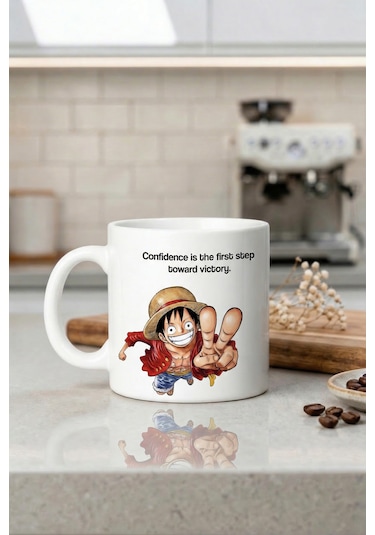 One Piece Luffy Baskılı Seramik Hediye Kupa Bardak Anime Çok Renkli