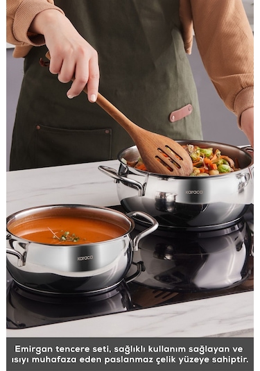 Karaca  Emirgan İndüksiyon Tabanlı 8 Parça Çelik Tencere Seti