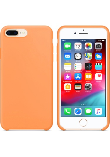 İphone Uyumlu 7 Plus / 8 Plus Lansman Kılıf İçi Kadife Leke Tutmaz Yüksek Kalite Turuncu