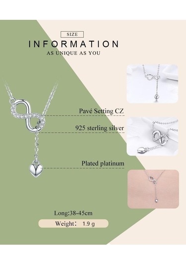 Gümüş Bamoer 925 Ayar Gümüş Infinity Sonsuza Aşk Zincir Kolye Kolye Kadınlar İçin