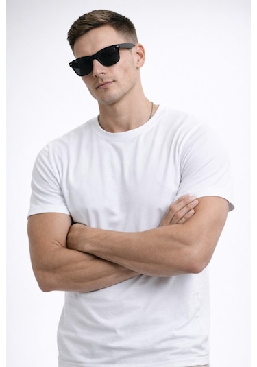 Freemen Erkek/unisex Bisiklet Yaka Basic Tişört %100 Pamuk-371 Beyaz