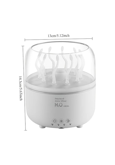 Honeybeeshop Siyah Usb Döner Denizanası Aromaterapi Nemlendirici Ortam Işığı Ev Ofis Masası