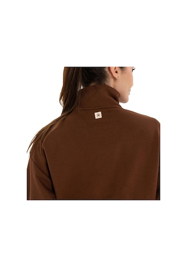 Inguz Dik Yaka Fermuarlı Sweatshirt Kahverengi