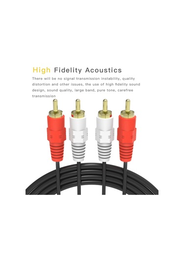 Konesam 1.5m Siyah 2rca Erkek-2rca Erkek Altın Kaplı Bağlantıklı Pvc Ses Kablosu