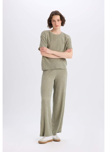 DeFacto Wide Leg Geniş Bol Paça Bürümcük Pantolon E3232AX25SPKH418