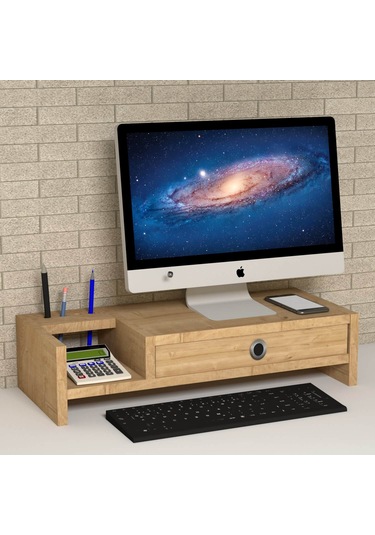 Emkawood Mira Monitör Yükseltici Laptop Sehpası Safir Meşe