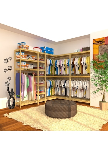 Cabide - L Açık Ahşap Gardırop