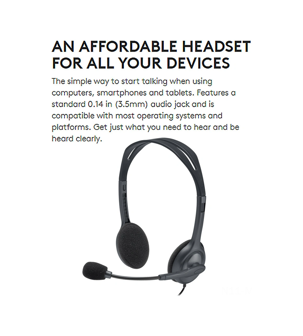 Moveevo Logitech H111 Kulaküstü Kulaklık: 3.5mm Kablolu, Stereo Ses, Döner Mikrofon, Oyun/müzik/arama İçin