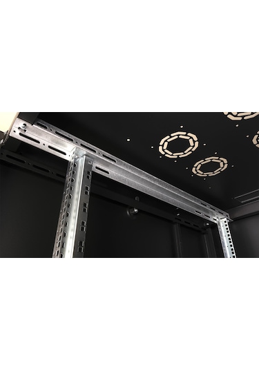 Lande Demonte 42u 800x1000 Hyperline Dikili Tip Rack Kabinet Siyah Ön Cam Kapak / Tekerlekli