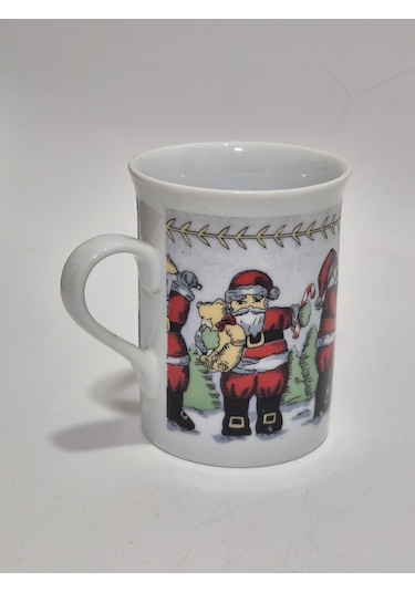 Vintage Noel Baba Figürlü Porselen Kupa 10cm Çok Renkli