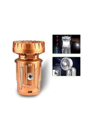 Taşınabilir Açık Hava Feneri El Tipi 2'si 1 Arada El Feneri Fan Ac Girişi/güneş Paneli İki Güç Kaynağı E