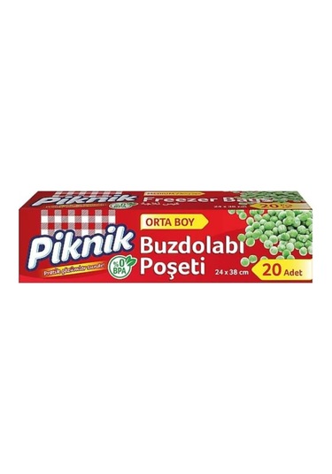 Piknik Orta Boy Buzdolabı Poşeti 24x38 Cm 20'li