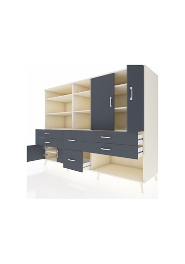 Kronos Dolap 10 Raflı 6 Çekmeceli 4 Kapaklı 220x59x163 Aytaşı-ant Aytaşı-antrasit