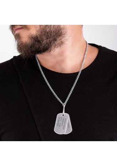 Askeri Künye Ve Zincir Takımı - Asker Künyesi (549227832) Gri