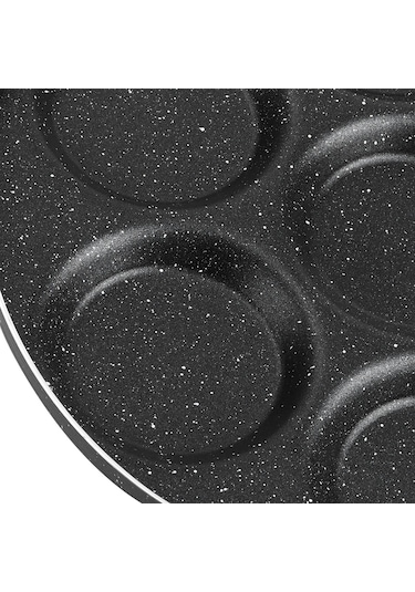 Hfambition Alüminyum 7 Delikli Pişirme Tavası - Anti Kaynak, Isı Dağıtımı İyi, Ev Ofis Restoran Uygun Siyah