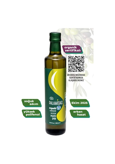 Organik Soğuk Sıkım Erken Hasat Zeytinyağı 500 Ml
