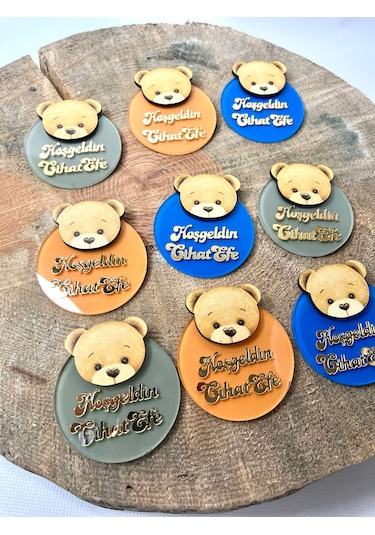 Mr. Home Ayıcıklı Pleksili Magnet-uv Baskılı Doğum Hatırası Magnet