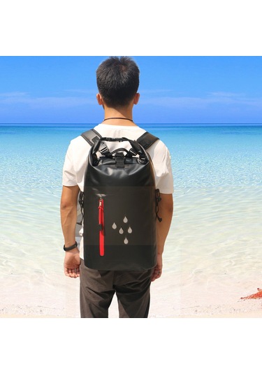 Yunboo Kamp Ve Geziler İçin Dayanıklı Pvc Su Geçirmez Sırt Çantası, 20-25l, Mavi, Reflektif Şeritli Çok Renkli