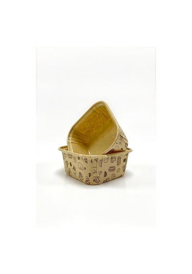 Dolphin Muffin Kare Kağıt Kraft Desenli Sarı Kek Kalıbı Kapsülü Kabı - 50 Adetlik 3 Paket Renkli