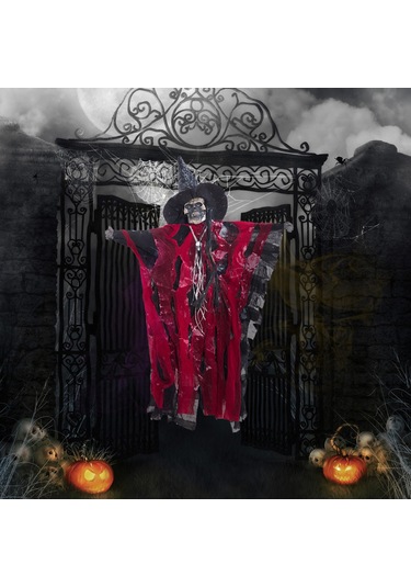 Wezone Korkunç Süs Perisi - Kırmızı Göz Işıklı Ve Sesli Asılı Hayalet Dekorasyonu Kırmızı