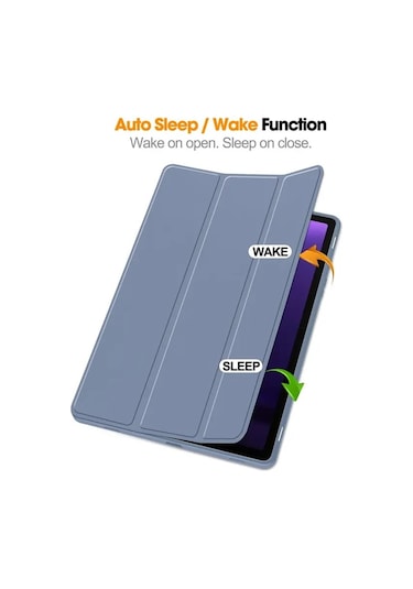 Samsung Uyumlu Galaxy Tab S9 FE Deri Kılıf Üç Katlı Stant Kalem Yuvası Tablet Kapağı