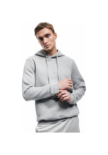 Koton Şardonlu Uzun Kollu Basic Kapşonlu Sweatshirt Gri 6wam70015mk Gri