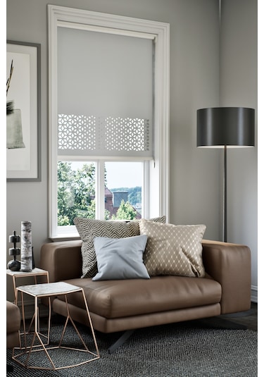 Lazer Kesim Mat Stor Perde, Lazer Kesimli Modern Serisi, M-191005 Gri Renk Gri