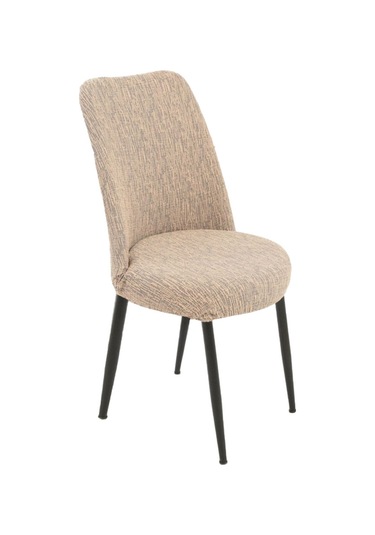 StarMall Jakarli Kumaş Oval Sandalye Kılıfı,sandalye Örtüsü Çubuk Desen 1 Adet Vizon