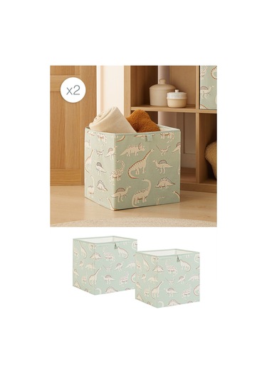Ocean Home Textile 2'li Çocuk Odası Dinozor Kutu Set 33 X 30 X 33 Cm Mint